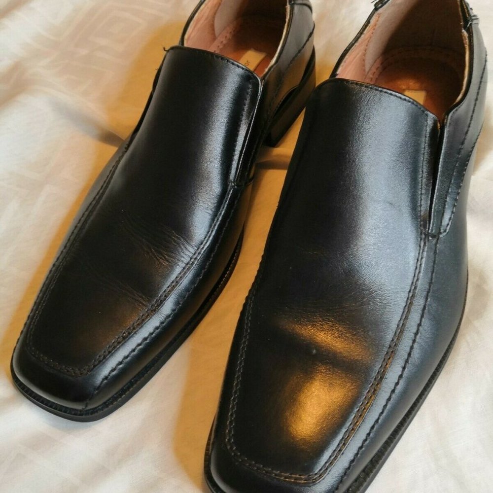 Joseph Abboud Black Leather Slip On Dress Shoes